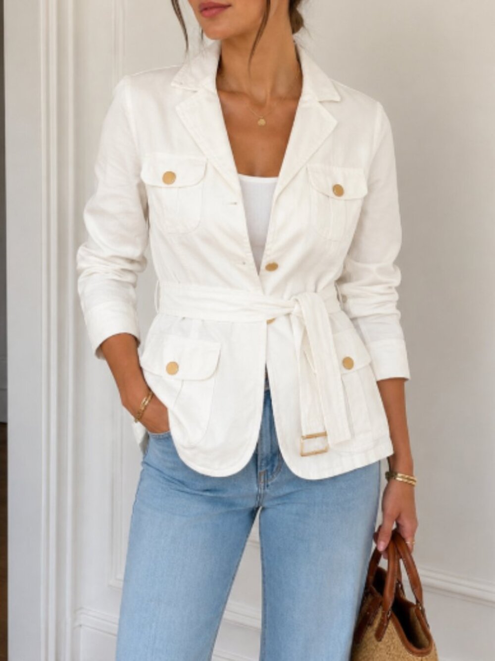 White Belted Jacket Size 42 - Guy Rover - NWT